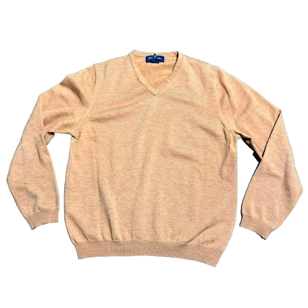 Brooks Brothers Sweater Mens Medium Rust Orange Merino Wool Knit Stretch Preppy